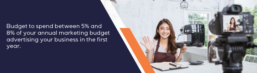Budget to spend between 5% and 8% of your annual marketing budget advertising your business in the first year