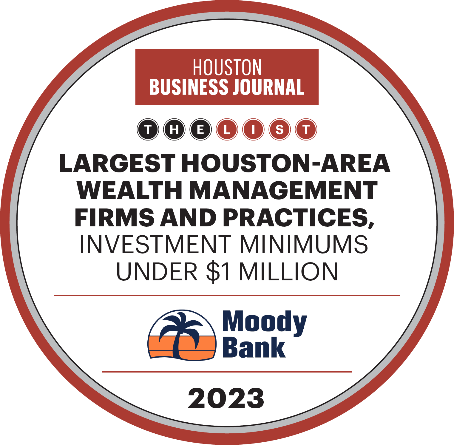 Moody Bank Wealth Management & Trust: #1 for Two Consecutive Years by Houston Business Journal