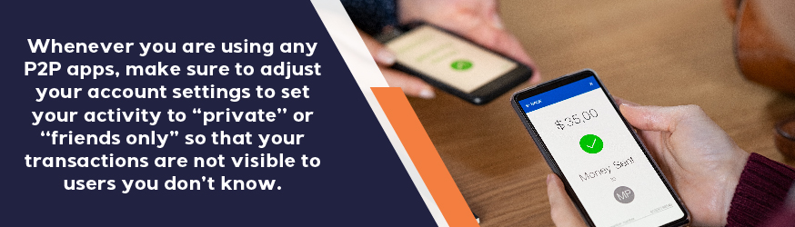 Peer to peer apps and account adjustment settings