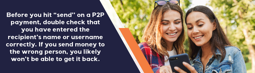 Double check peer to peer payment info